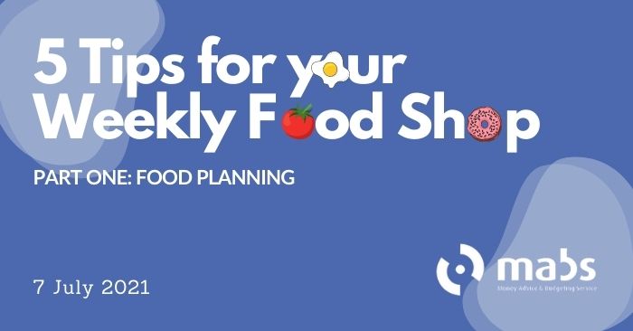 banner for post for 5 tips for your weekly food shop