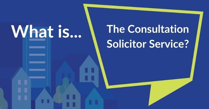speech bubble asking what is the consultation solicitor service