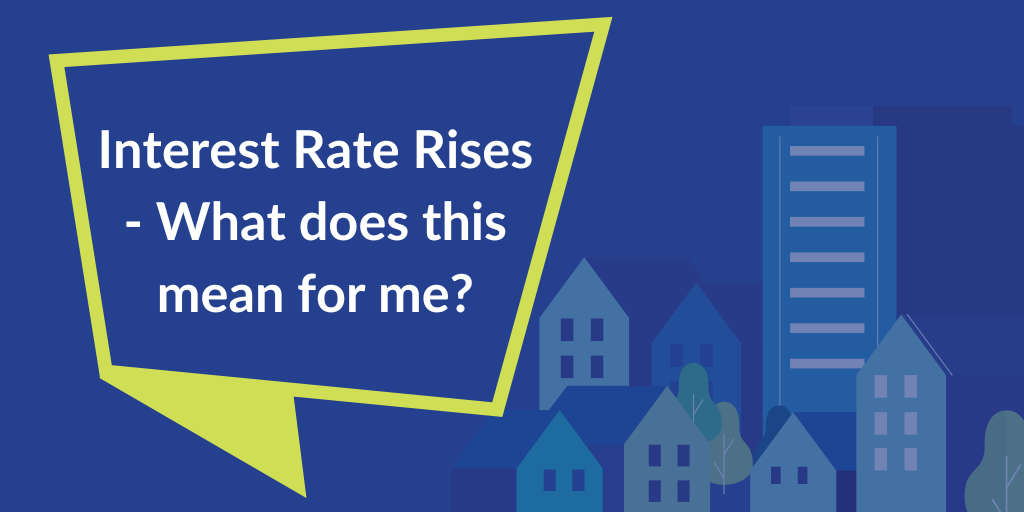 Cover image for blog post. Text reads "Interest rate rises - What does this mean for me?". 